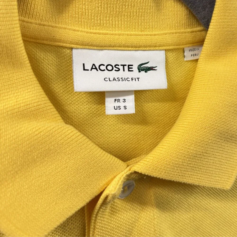 LACOSTE classic fit light yellow cotton short sleeve polo - Picture 3 of 5
